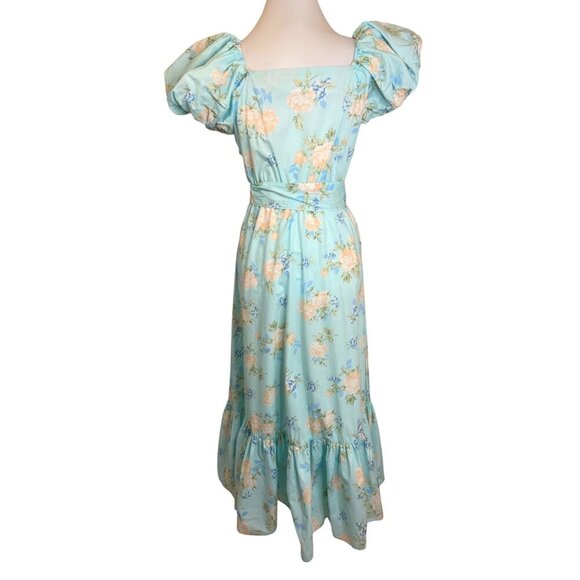 Love Shack Fancy Target Estelle Floral Blue Puff Sleeve Dress Size XS - Picture 4 of 11